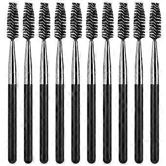 10 Pcs Spoolies Mascara Brush Wands Eyelash Brushes Eyebrow Applicator Reusable Silver, Long 4.33"  Silver