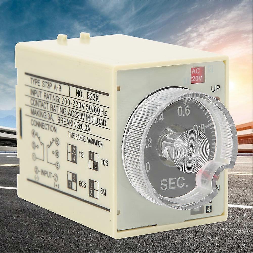 Delay Timer Time Relay Adjustable Knob Anti Interference PC Shell ST3PA B AC220V 50/60Hz