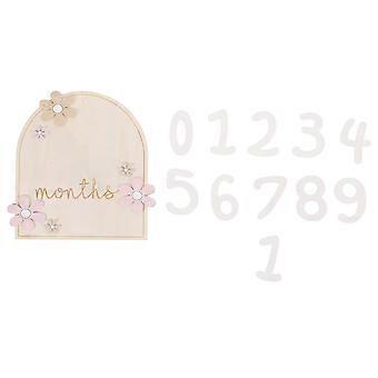 1 lot de cartes mensuelles pour bébé : joli panneau de table à motif floral - panneaux mensuels en bois recto-verso pour le suivi de la croissance et les accessoires photo.