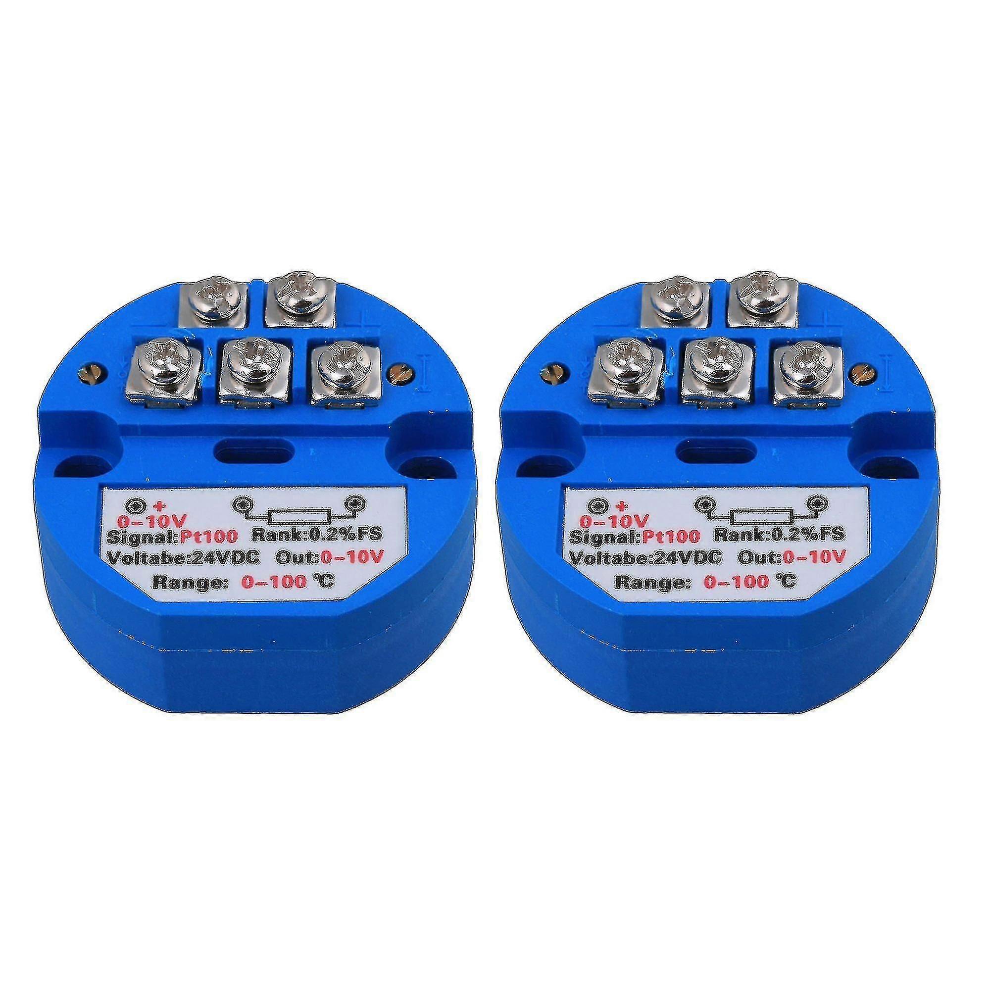 2pcs Dc24v Plastic Pt100 Temperature Sensor Transmitter 0-10v Output