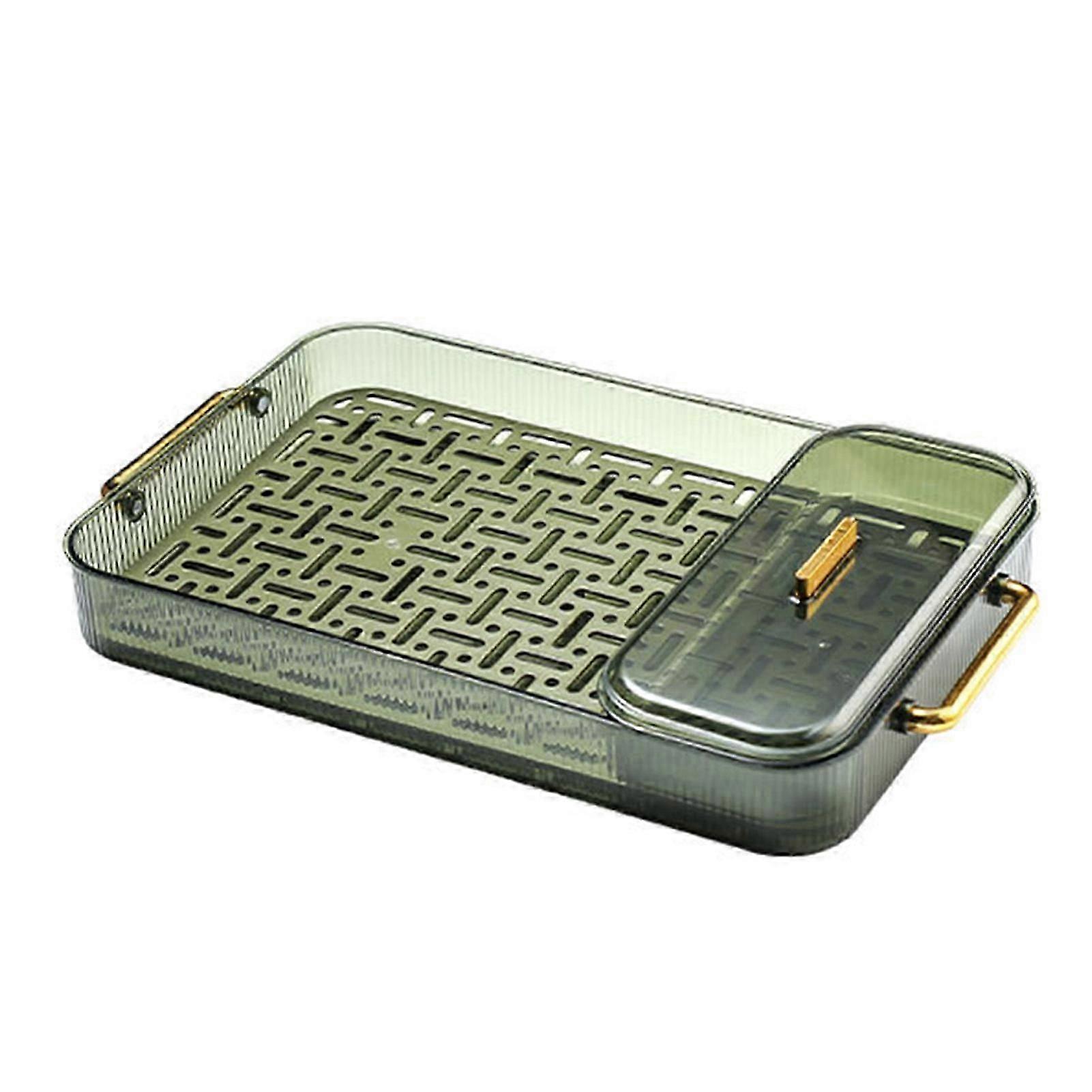 Double-Layer Tea Tray with Handles, Decorative Serving Tray with Storage Box