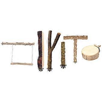 Natural Wood Bird Perch Platform for Parrot 18Pcs Wooden Stand