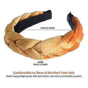 Faixas de cabelo trançadas em veludo, tiaras fofas para mulheres, estilo vintage espanhol, estilo Alice, tiaras largas para cabelo, conjunto de 3 peças, acessórios de cabelo para mulheres e meninas, 3 cores: Preto