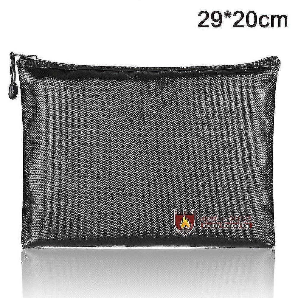 Fireproof Document Bag, Waterproof Zippered Pocket,29x20cm,black