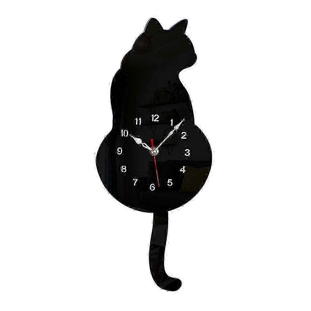 Whimsical and Amusing Black-Cat Swing Tail Wall Clocks