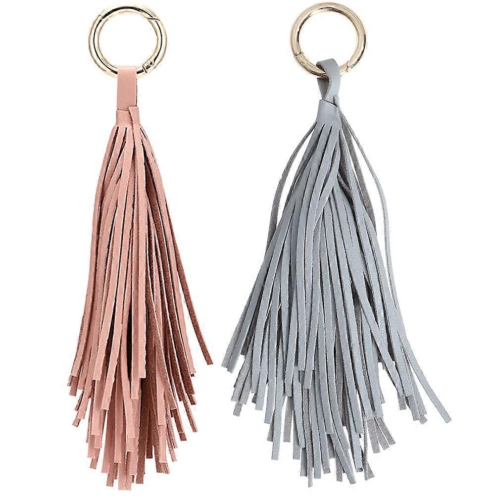 Tassel Keychain Round Ring for Car Key 2Pcs Assorted