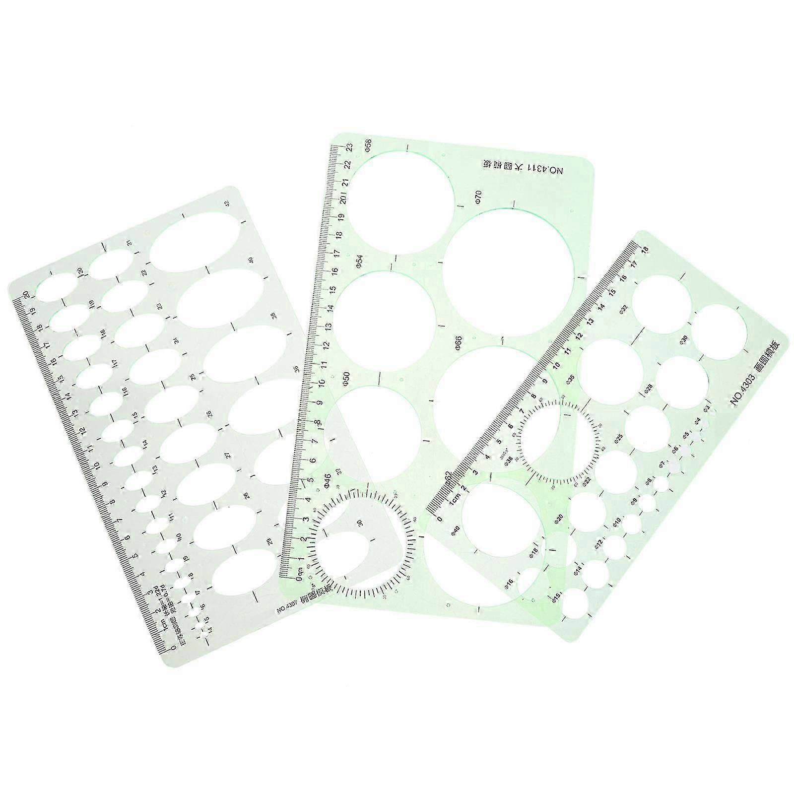 Plastic Geometric Drawing Templates Measuring Ruler for Drafting Use 3Pcs