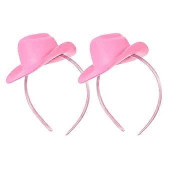 2 stuks roze cowgirlhoedjes met hoofdband, mini cowboyhoedjes, western thema feestaccessoires, verjaardag cowgirl hoofddeksel voor vrouwen en meisjes, roze