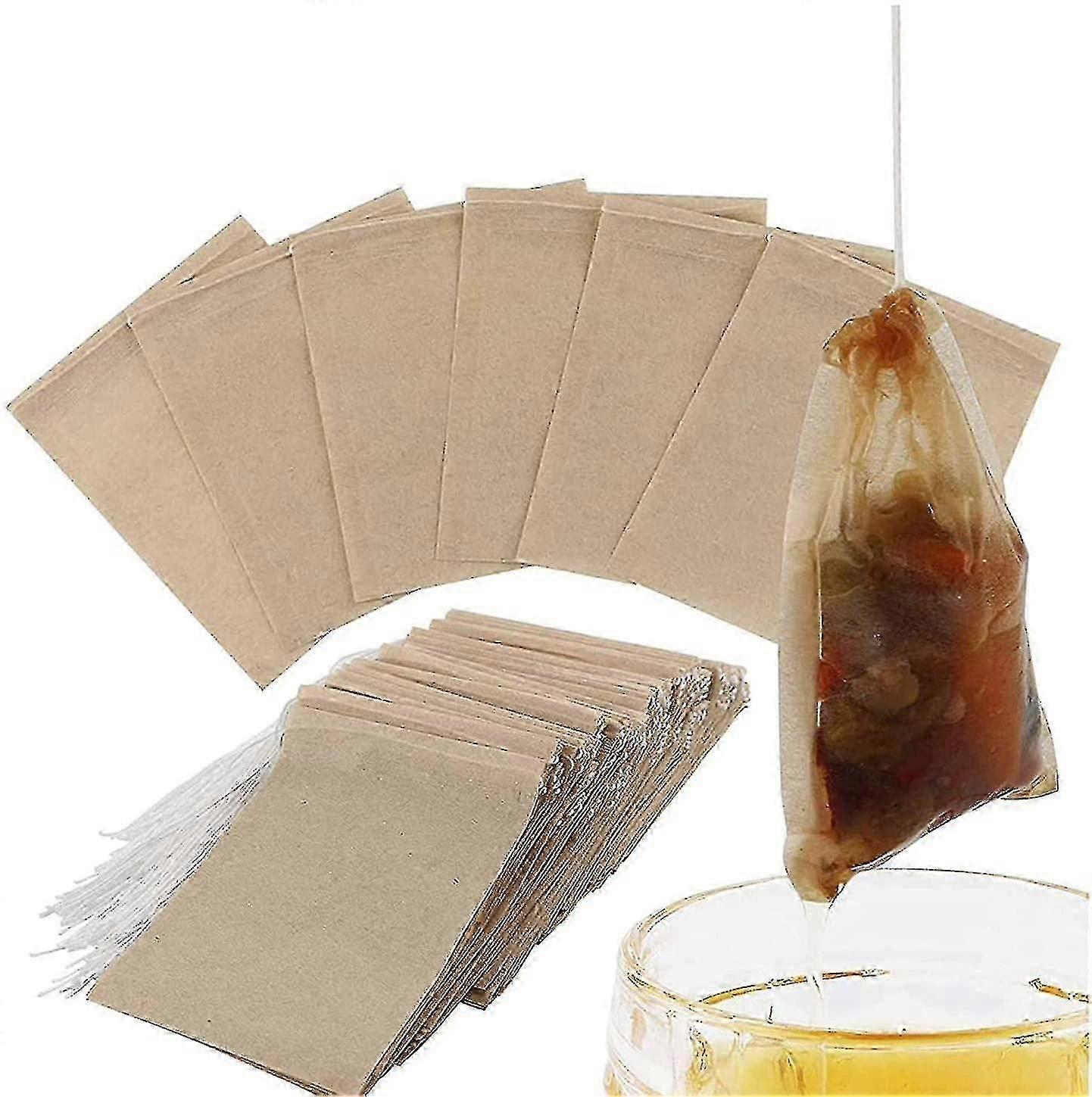 300 Lot Drawstring Unbleached Paper Disposable Empty Tea Filter Bags