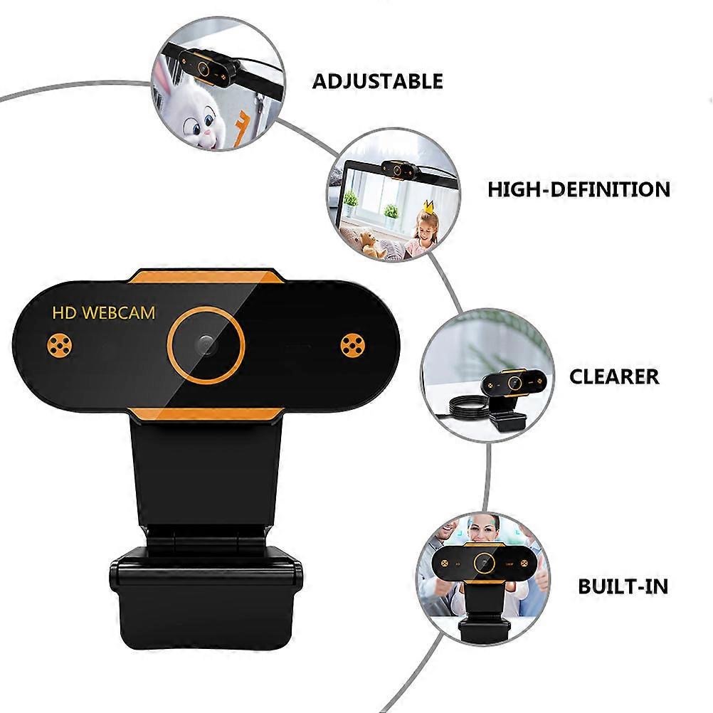 1pc Caméra de diffusion en direct de cours de webcam de base réglable avec micro (1080P)