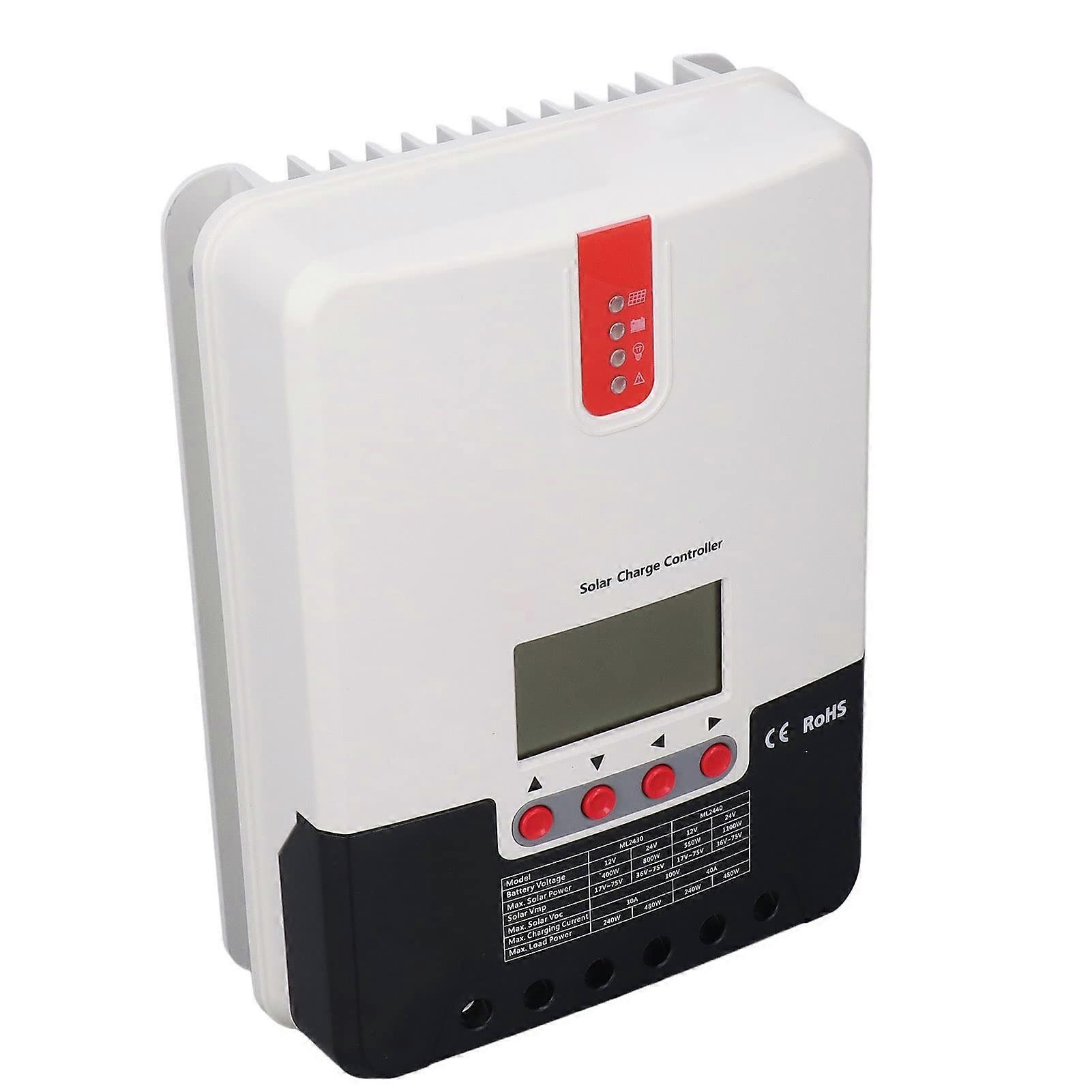30A MPPT Solar Charge Controller, 12V 24V Smart Charging Regulator with  Tracking Efficiency