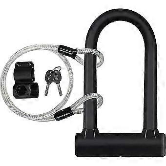 Bicycle Lock With Flexible Cable Lock And Mounting Bracket
