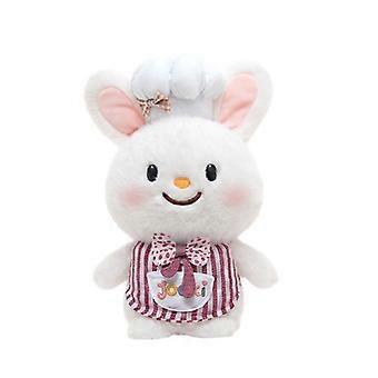 White Rabbit Doll With Chef Hat & Striped Apron For Cuddling & Gift