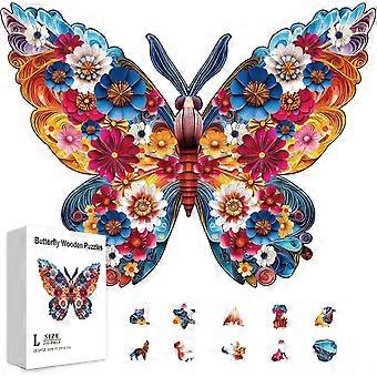 200Pcs Artistic Flower and Butterfly Wooden Jigsaw Puzzles for Toddler Children Learning Colorful Unique Shaped Jigsaw Puzzles Birthday Gifts
