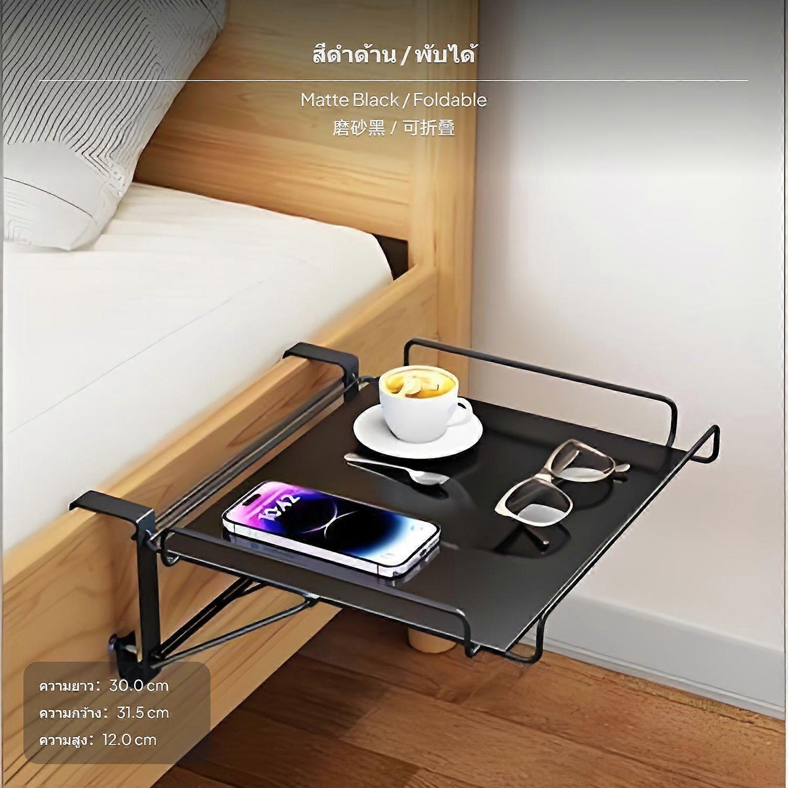 wall-mounted Bedside Shelf, No-Drill Bedside Organizer, Adjustable & Foldable,