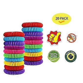 20-Pack Natural Citronella Mosquito Repellent Bracelets DEET-Free for Kids Adults