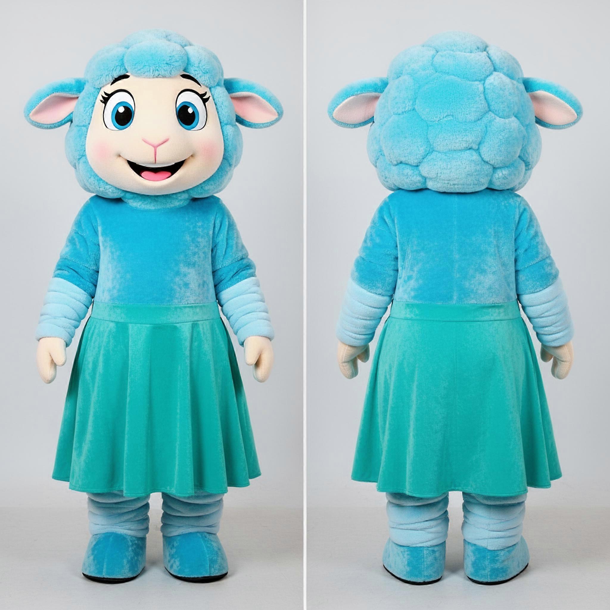 MASTICOT Cyan Fluffy Sheep Mascot