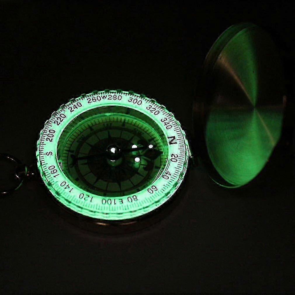 Portable Outdoor Multifunctional Luminous Compass Key Buckle Type Copper
