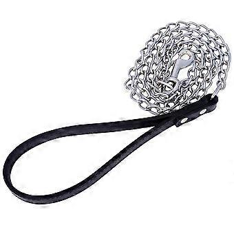 Puppy Lead for Safety Use 120Cm Metal Pet Dog Cat Leash with PU Handle Black