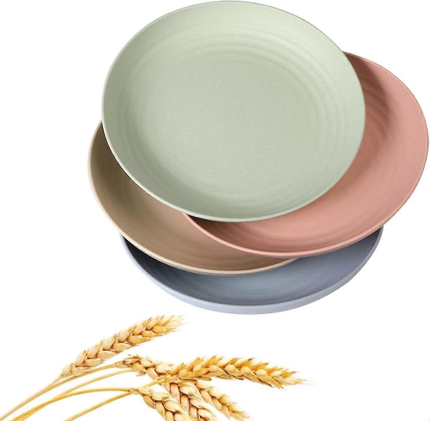 Lightweight unbreakable plates set for dinner dishes, 4-pack large 8"