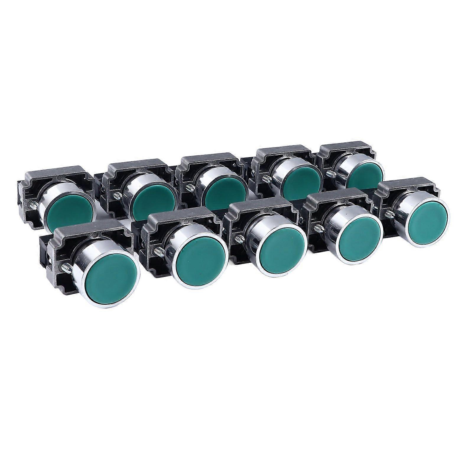 10PCS Push Button Switch Self Resetting Flat Head Start Stop Button Switch 22mm Mounting Hole AC240V XB2BA31