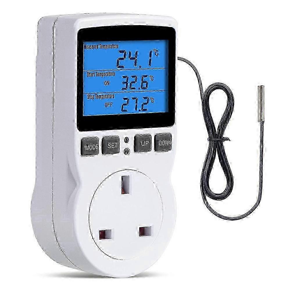 Thermostat Plug Socket, Digital Temperature Controller Timer Outlet, Timer Switch Plug with Sensor Probe Plug