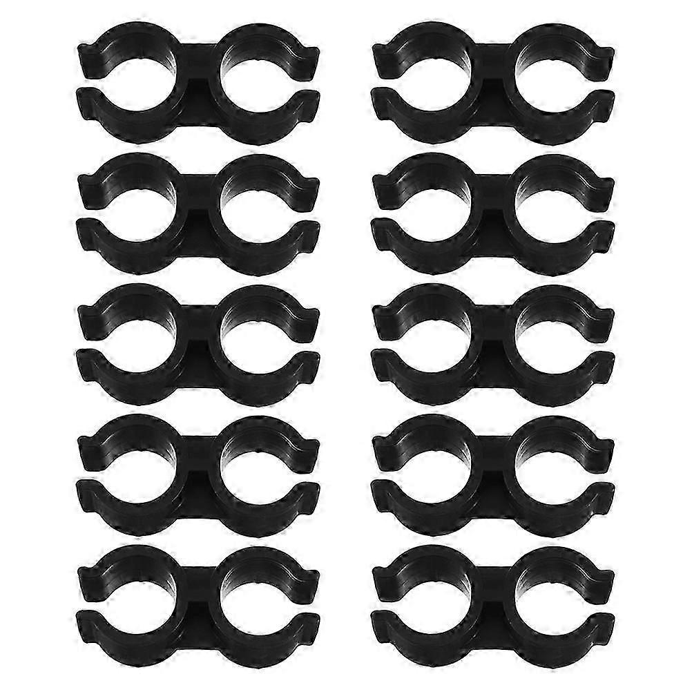Pipe Bracket Clamp Broom Rod Replacements for Households Black Plastic Space-Saving Function 10Pcs