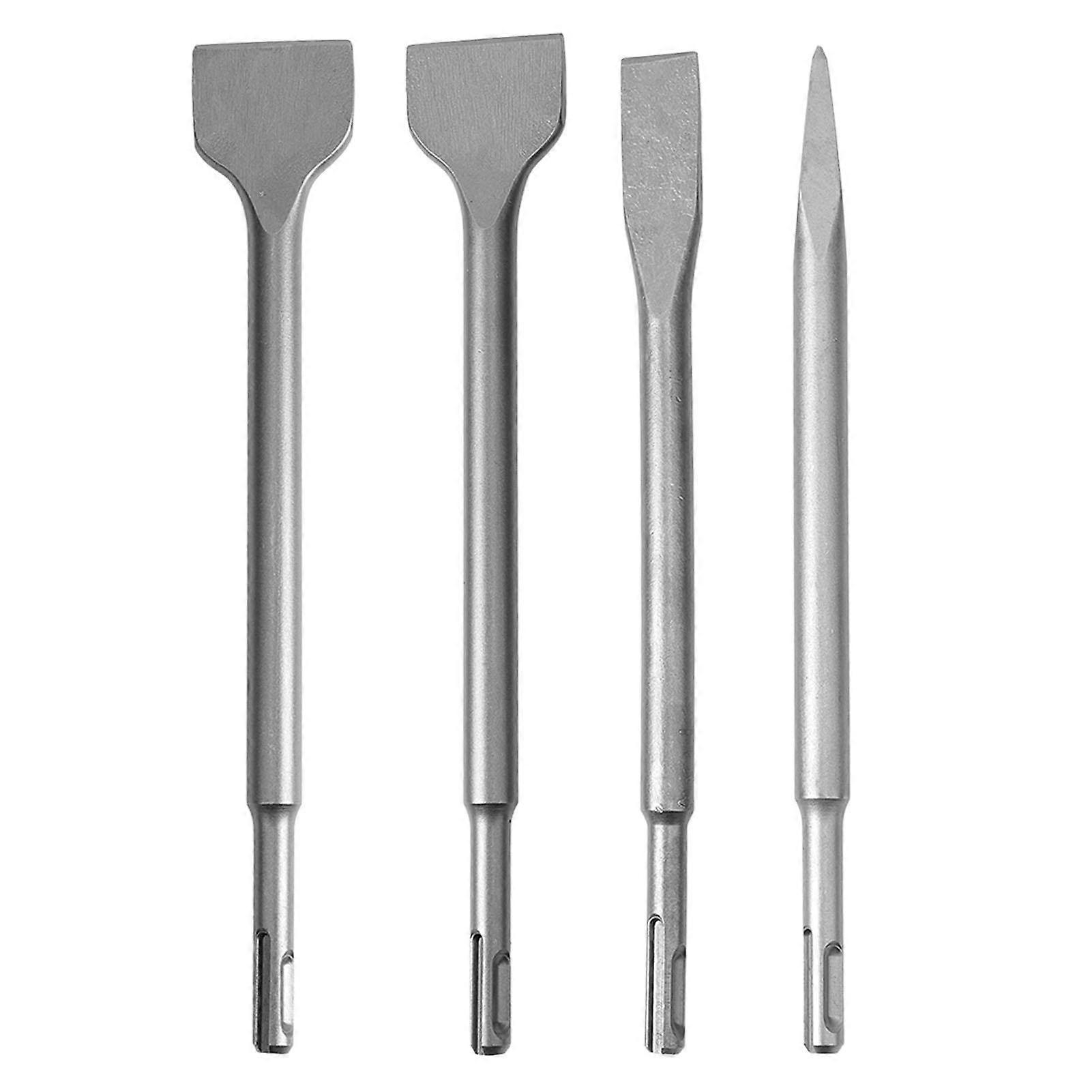 4Pcs Round Shank Chisel Bit Pointed Flat Electric Hammer Chisel Bit Kit for Concrete Structure