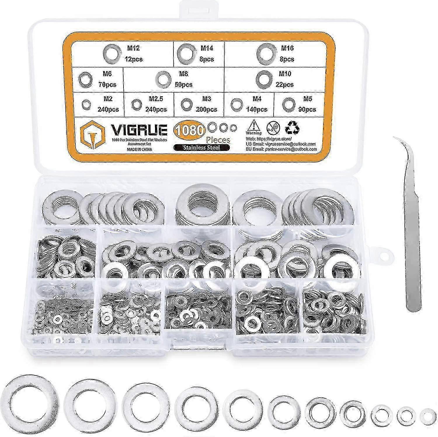 Durable 304 SS Flat Washer Assortment Box