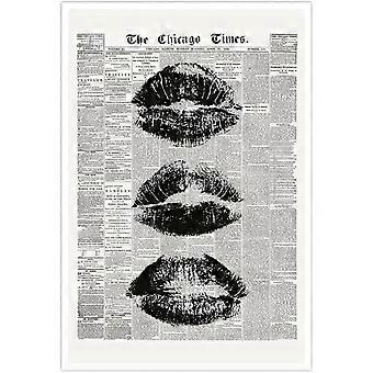 Black And White Kiss Lips Wooden Jigsaw Puzzles UE2587