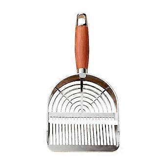 Metal Cat Litter Scoop - Wood Handle Holder - for Cat Litter Cleaning