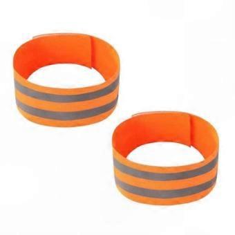 Bicycle Safety Self-Adhesive Reflective Leg Strips, 2-Piece Orange