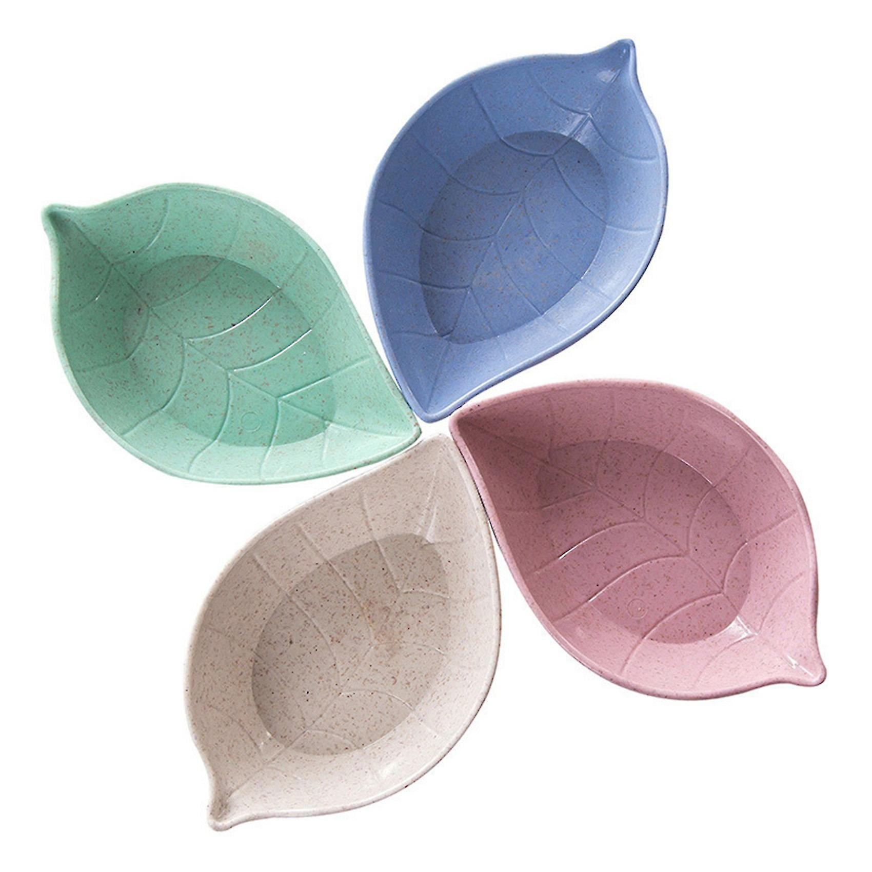 Set Of 4 Wheat Leaf Dipping Plates