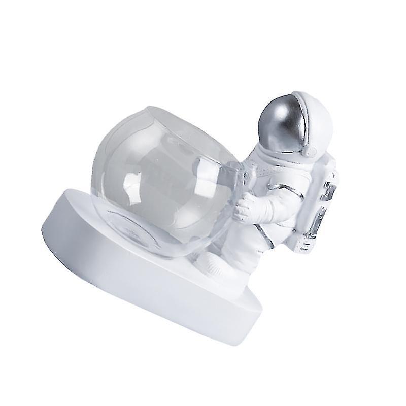 15.5X14.5x8cm Silver Vases Glass Hydroponic Container Flower Planter Resin Astronaut Ornament With L