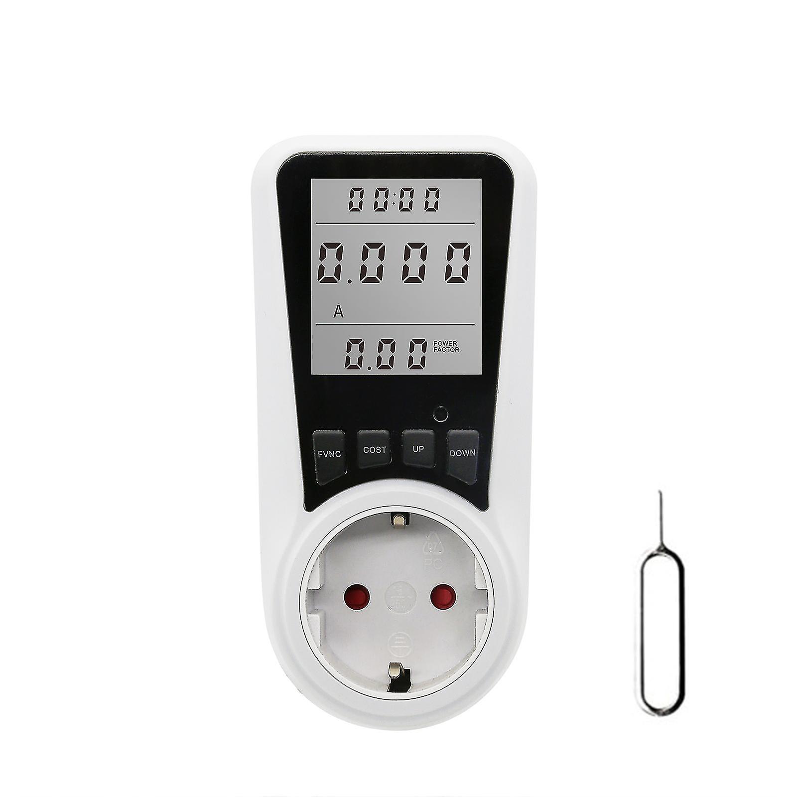 Electricity Meter For Socket, Current Meter, 16 A Energy Cost Meter, Power Consumption Meter With Lcd Backlight, 7 Monitoring Modes, Overload Protecti