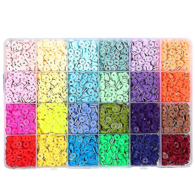 24 rejillas planas y redondas de cuentas espaciadoras de arcilla polimérica para hacer joyas, pulseras, collares, pendientes, kit de manualidades para bricolaje