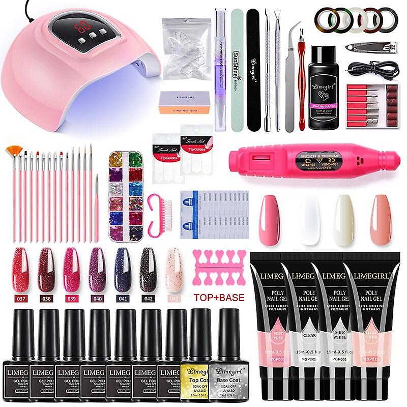 Manicure Set For Nail Extensions Gel Nail Polish Set Soak Off Uv Led Lamp Dryer Nail Set H