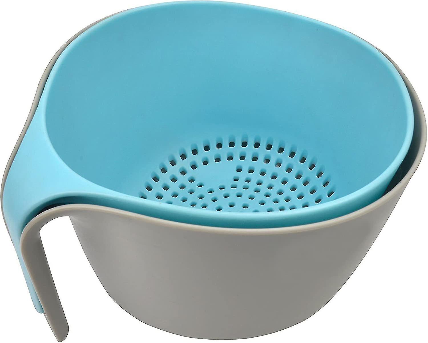 2-in-1 Large Nest Washing Colander Bowl Sets, Food Strainers with Long Good Grips