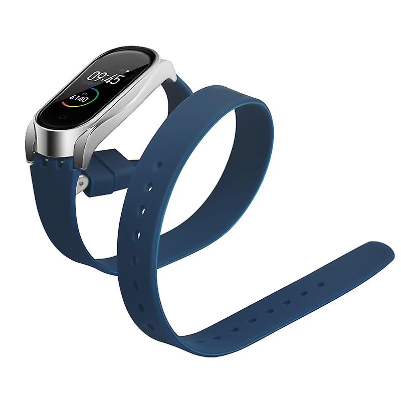 Double Layers Silicone Strap Bracelet Watch Band with Metal Case for Xiaomi Mi Band 3/4