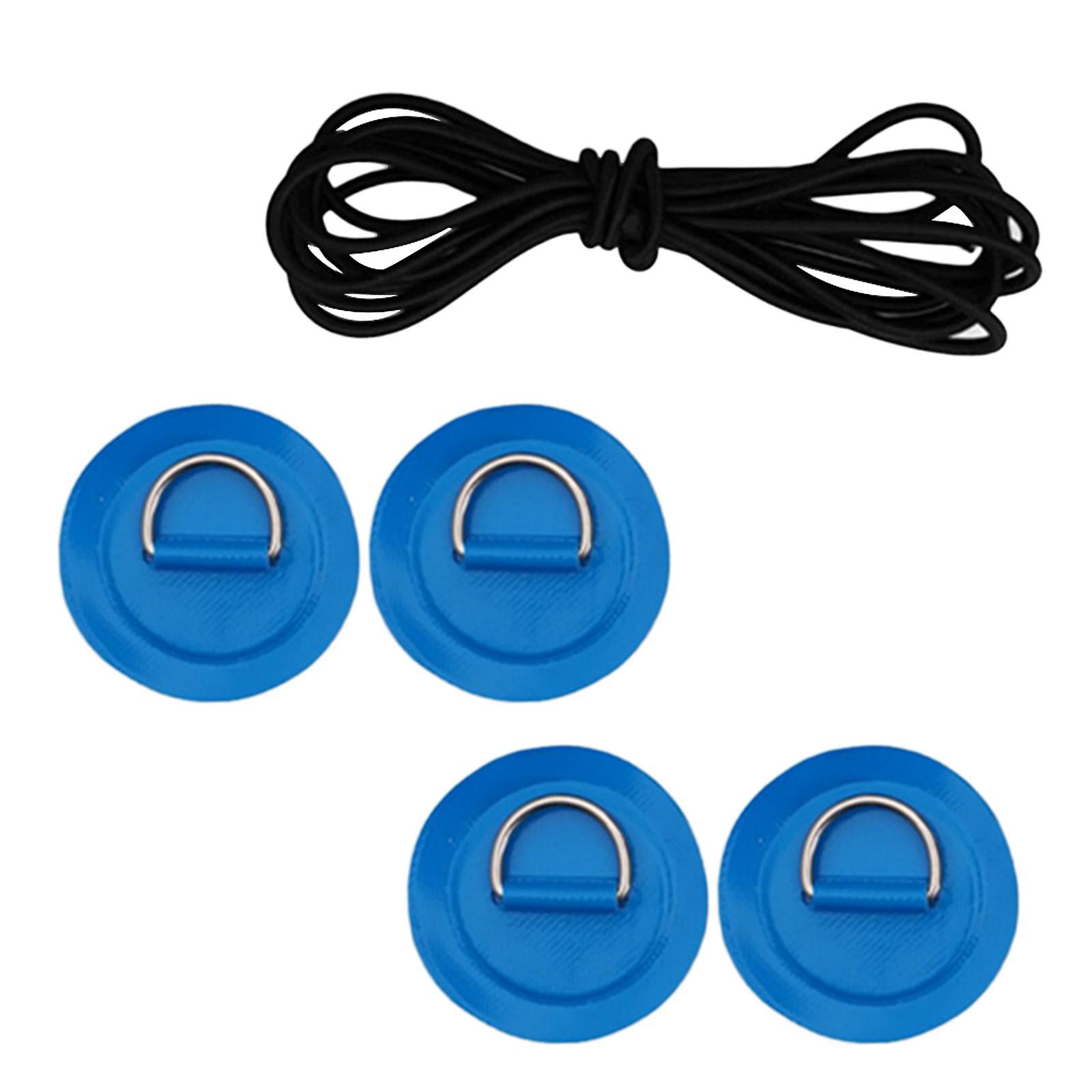D Ring Pad Patch Boat Deck Bungee Rope Kit for Stand Up Paddle Board Blue