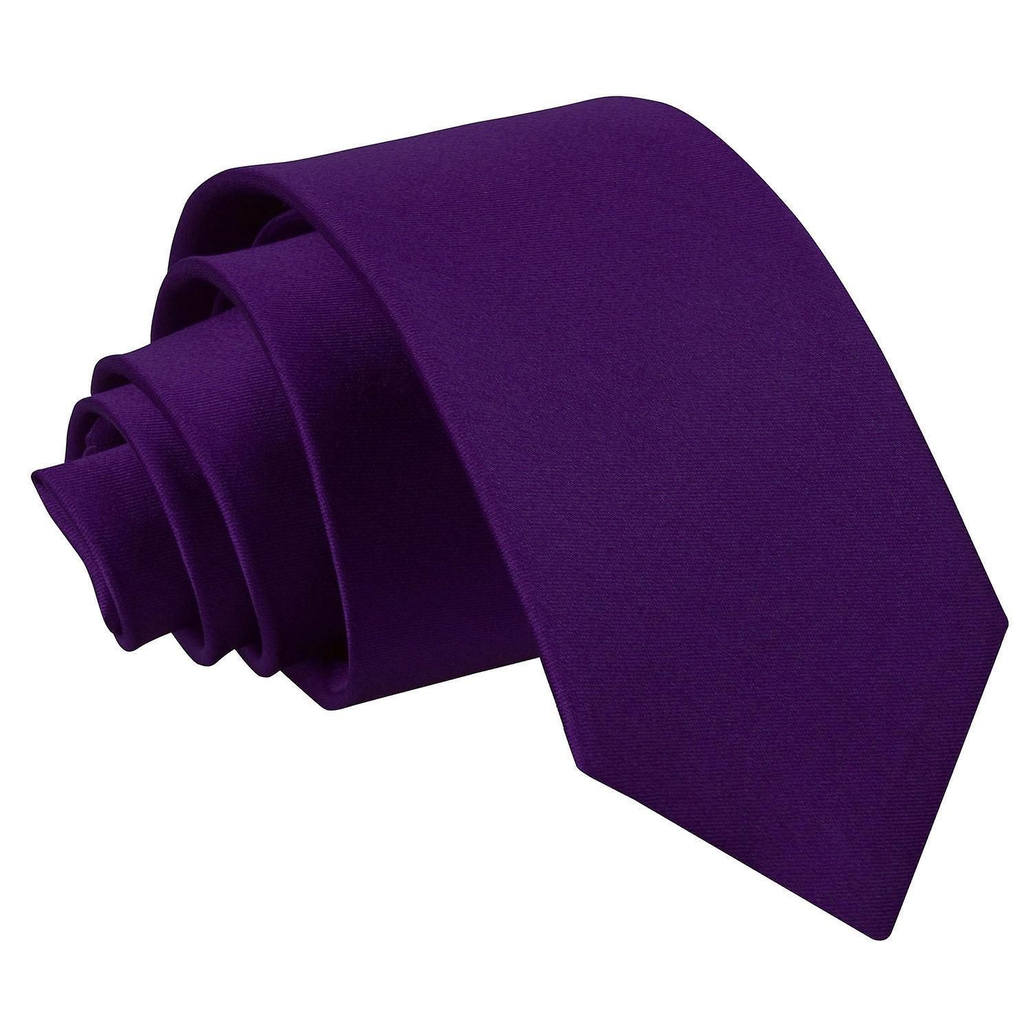 Purple Plain Satin Regular Tie for Boys