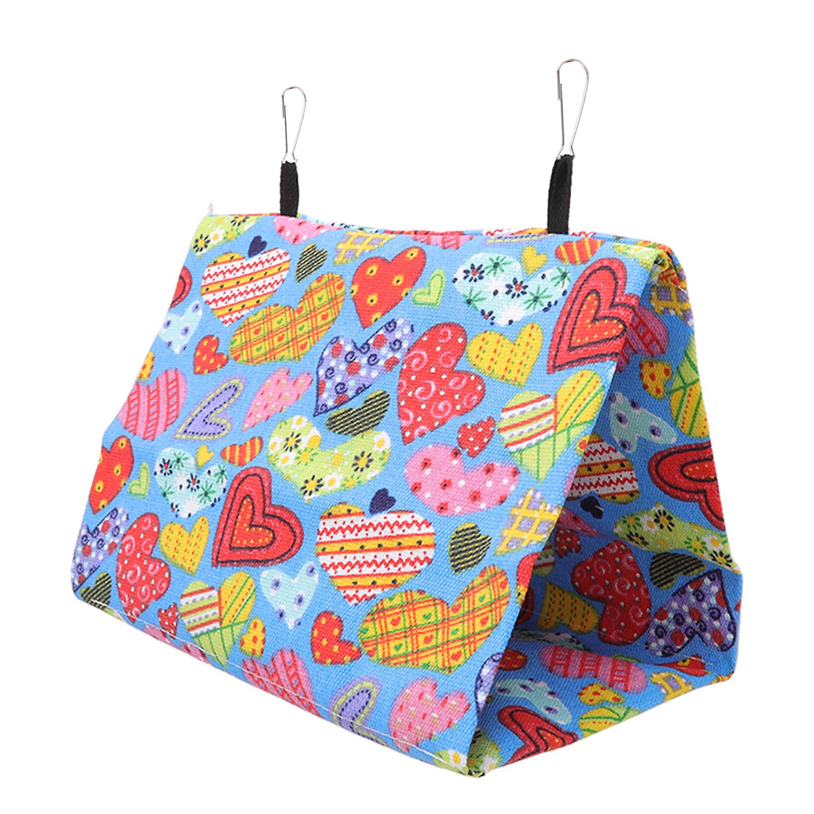 Colorful Canvas Triangular Hanging Tent for Parrots, Bed with Hooks for Cockatiel, Lovebird, 25 x 15 x 18 cm