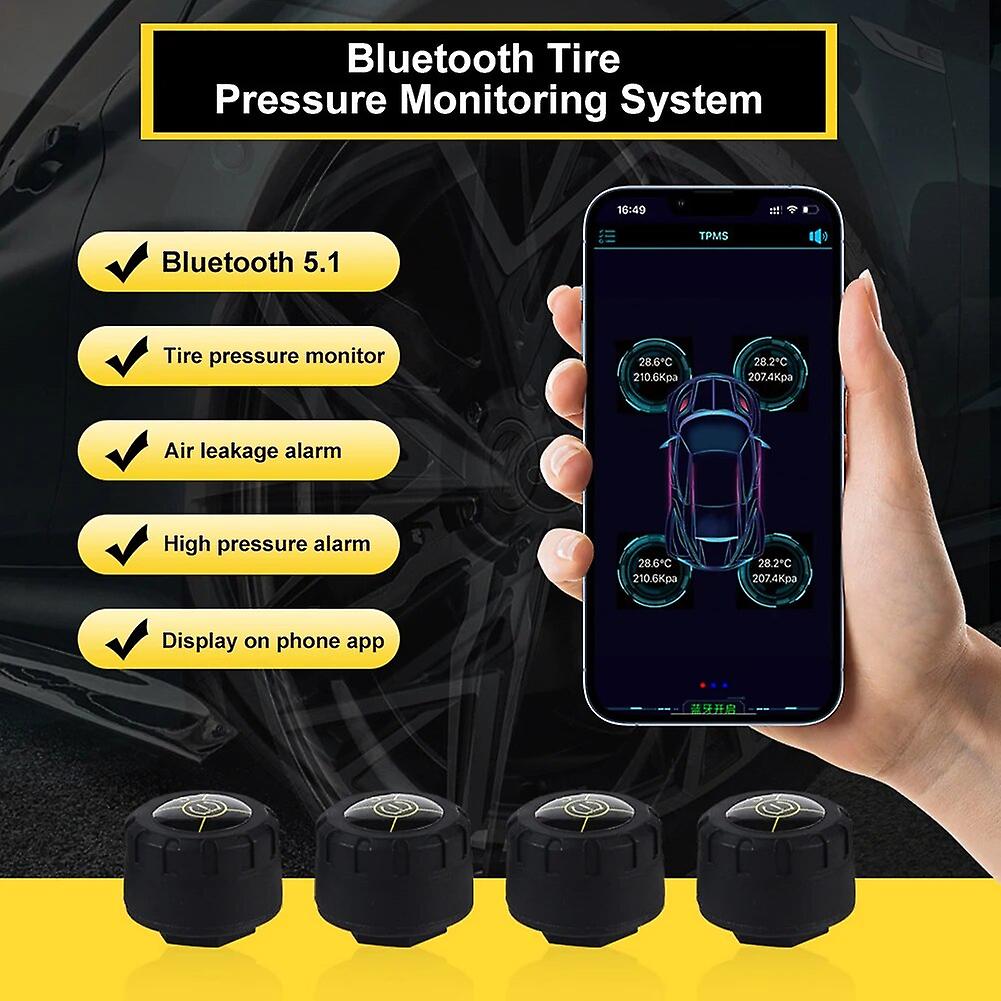 Smart Tpms Car Tire Pressure Alarm Monitor System Mobile App Display  Auto Security Alarm System Pressure Temperature Warning