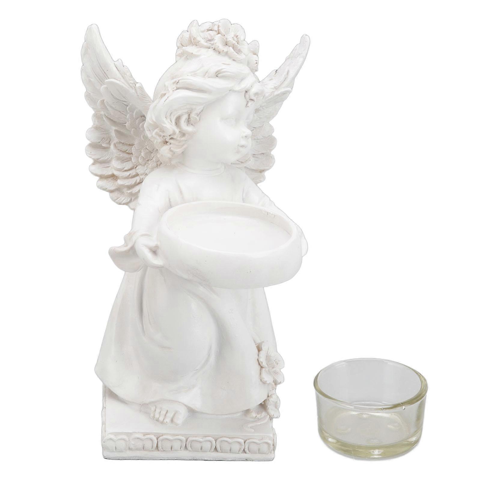 Decorative angel-shaped candle holder, lightweight and sturdy, made of resin, ideal for a dinner party or balcony.
