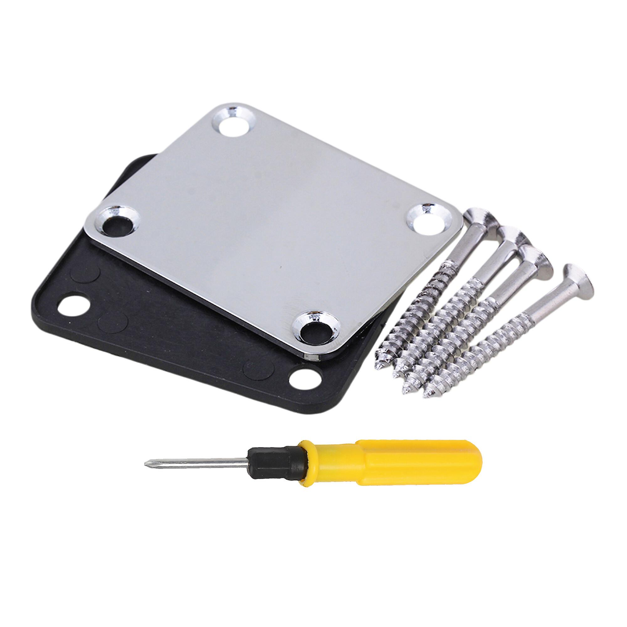 Electric Guitar Neck Plate 2.52Inch x 2.01Inch w/ Screwdriver & Screws Kit