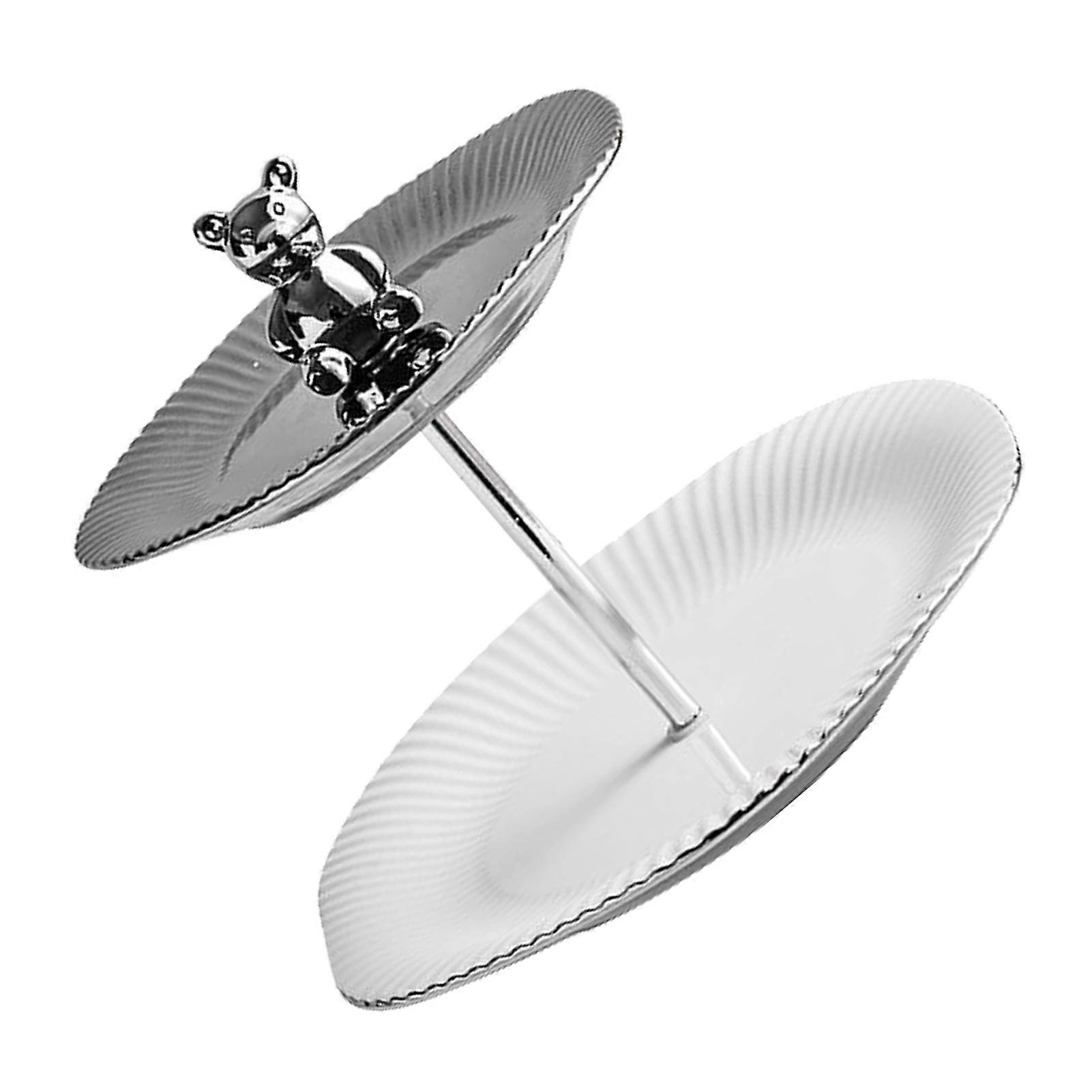 2 Tier Small Ceramic Metal Cupcake Stand Dessert Display Tray