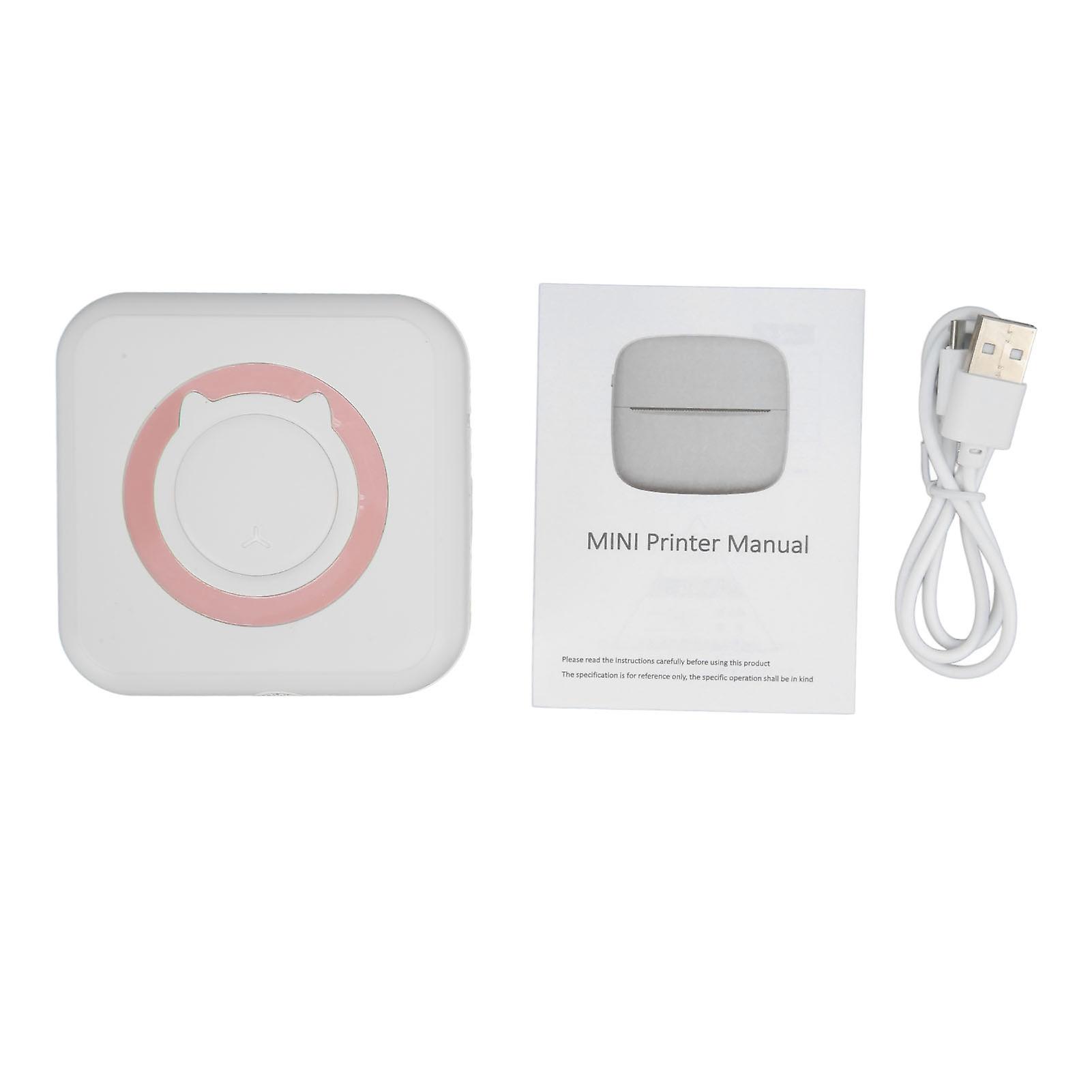 Pink Inkless Pocket Printer: Bluetooth Thermal for Study Notes and Labels