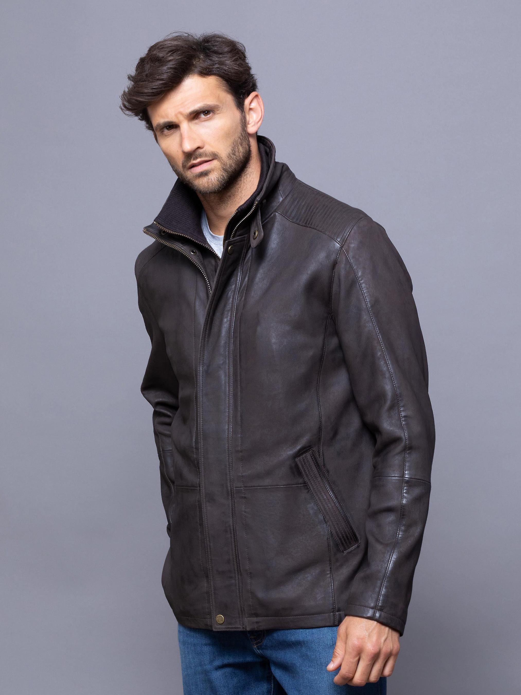 Skelwith Leather Coat in Brown
