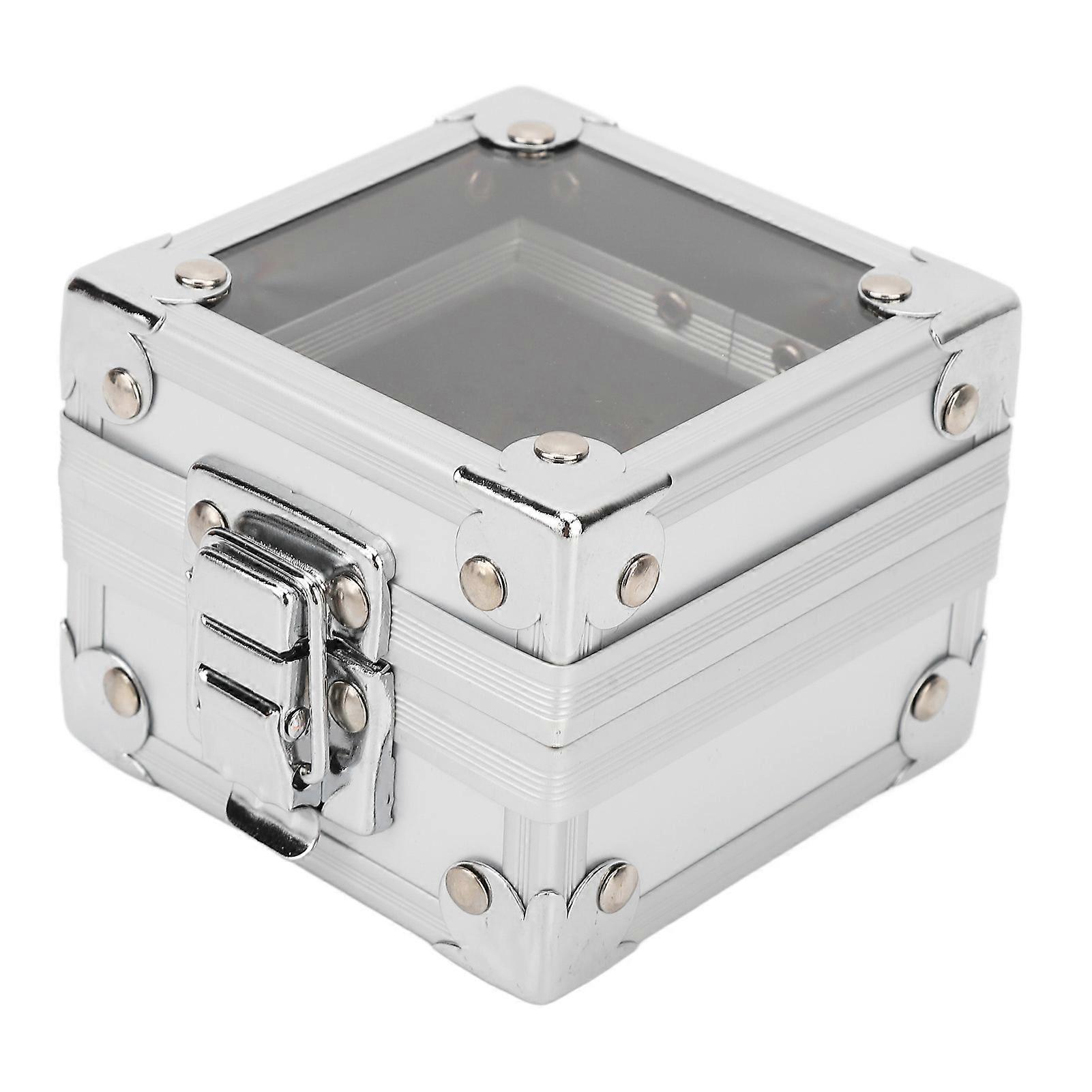 Nail Drill Bits Storage Box 25 Holes Transparent Clamshell Lock Design Dustproof Nail Drill Bits Desktop Container Silver 