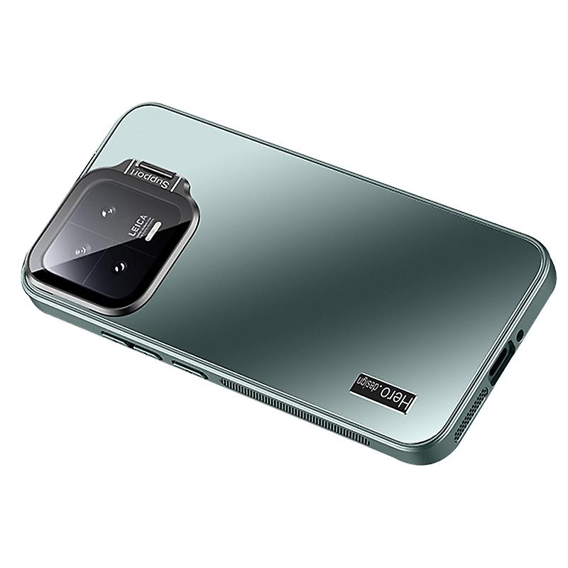 For Xiaomi 13 Back Cover with Lens Kickstand TPU+PC Phone Protective Case - Cyan